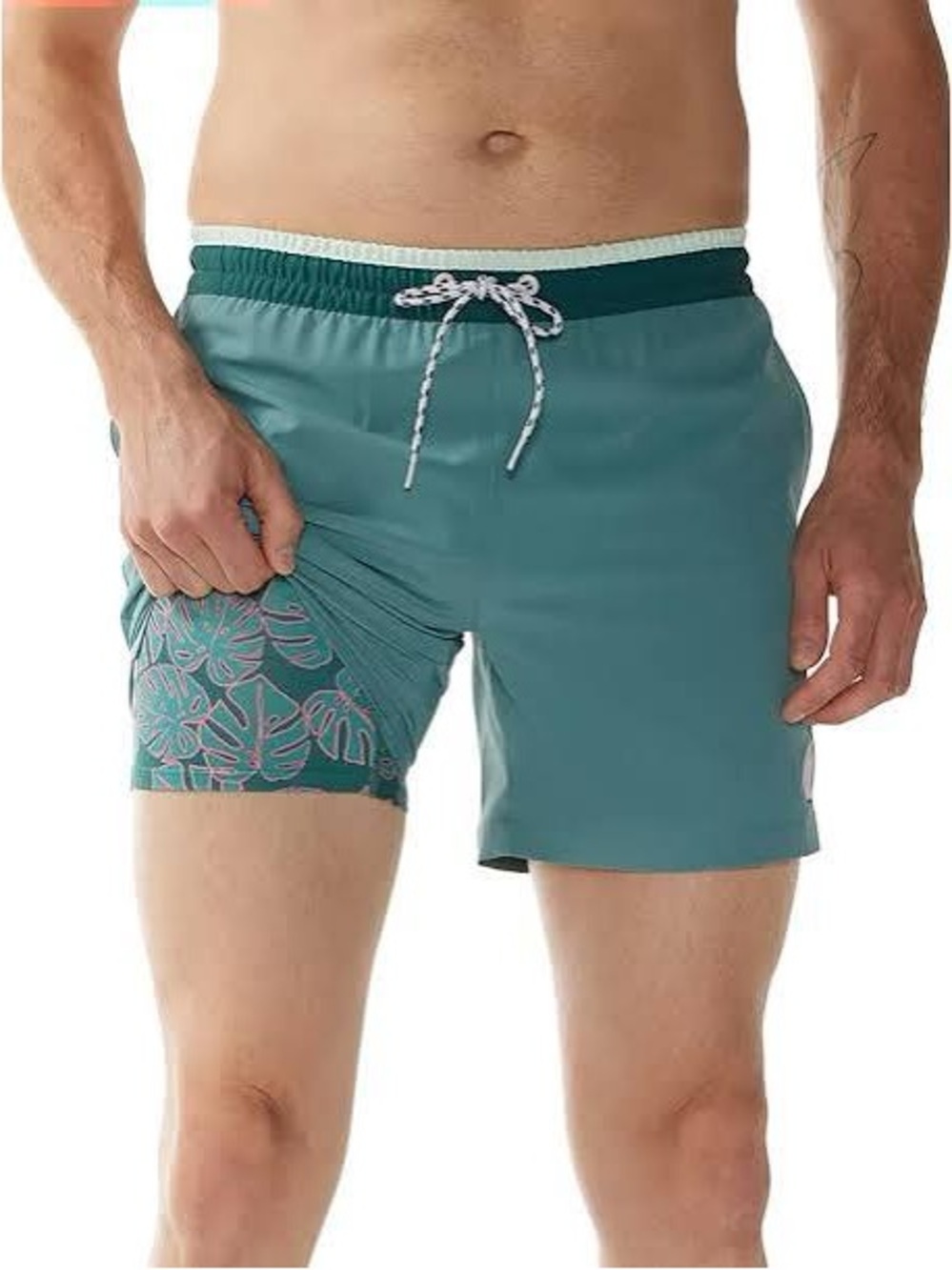 NWT Chubbies The Teal Breakers 7” 2-in-1 Liner Swim Trunks Size XX-Large Green